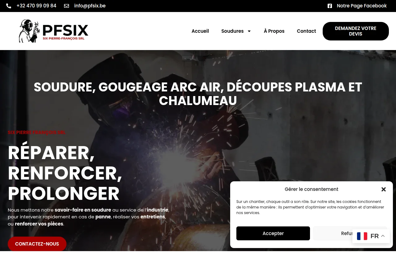 Site vitrine PFSIX – Pierre François SRL réalisé par BE WEB